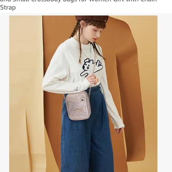 Glittery Cat Mini Bag with Chain Strap - Picture 6 of 12